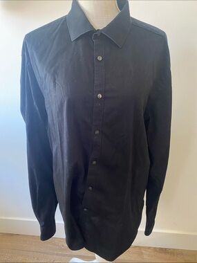 Van Heusen studio slim fit Black Long Sleeve Button-Down Dress Shirt 17 36/37